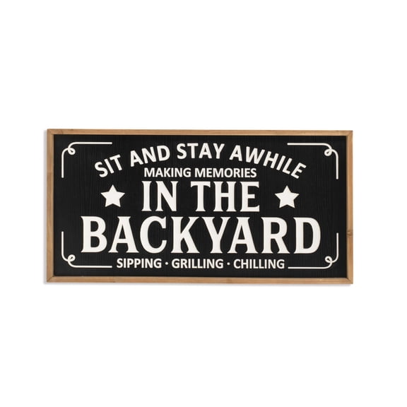 Gerson 31.5 in L Wood Engraved Black Wall Sign