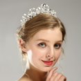 thumbnail image 5 of Corona de tiara para mujer, tiara de boda para novia, corona de desfile de graduación para niñas, diadema de princesa de cristal, accesorios para el cabello de novia, plata JM, 5 of 5