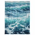 thumbnail image 7 of Abstract Ocean Waves Flannel Blanket for Bed,Travel and Camping, Modernism Blue Marine Super Soft Cozy Blanket for All Seasons 30"x40", 7 of 7