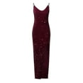 thumbnail image 4 of asdoklhq Maternity Dress,Women's Dress Evening Dress Sexy Split V-neck Sequin Fashion Sleeveless Summer, 4 of 8