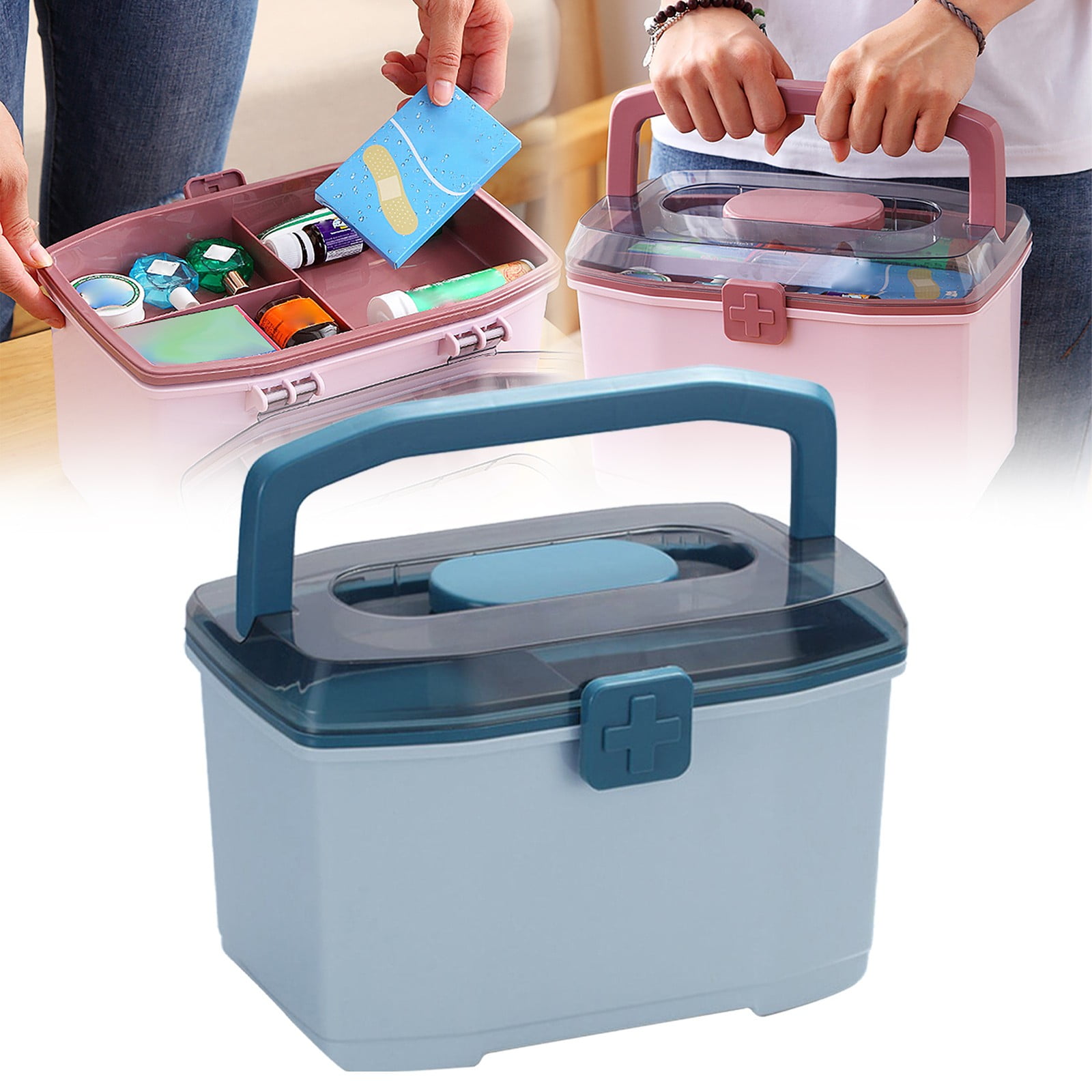 MOPOOR Medicine Storage Bag, Pill Bottle Organizer with Portable Pouch, Medication Bottle Organizer Empty with Shoulder Strap for Home Storage and Travel,Empty First Aid Kit for Home