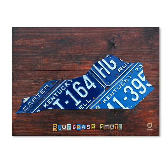 Trademark Fine Art 'Kentucky License Plate Map' Canvas Art by Design Turnpike