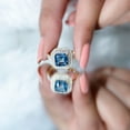 thumbnail image 4 of Rosec Jewels Art Deco London Blue Topaz Engagement Ring - 8mm Asscher Cut - AAA Grade - Blue Topaz Ring with Moissanite Halo, 10K Yellow Gold, US 8.50, 4 of 6