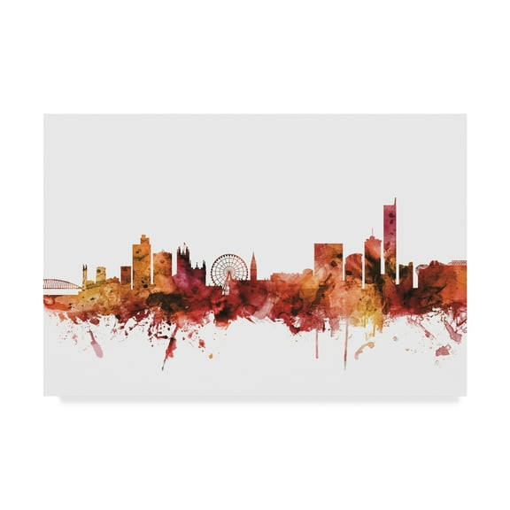 Trademark Fine Art 'Manchester England Skyline Red II' Canvas Art by Michael Tompsett
