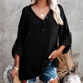 thumbnail image 2 of JINMGG V Neck Sweaters for Women Fall Winter Clearance,Women Casual Solid Knitting Buttons Long Sleeve V-Neck Sweaters Tops, 2 of 8