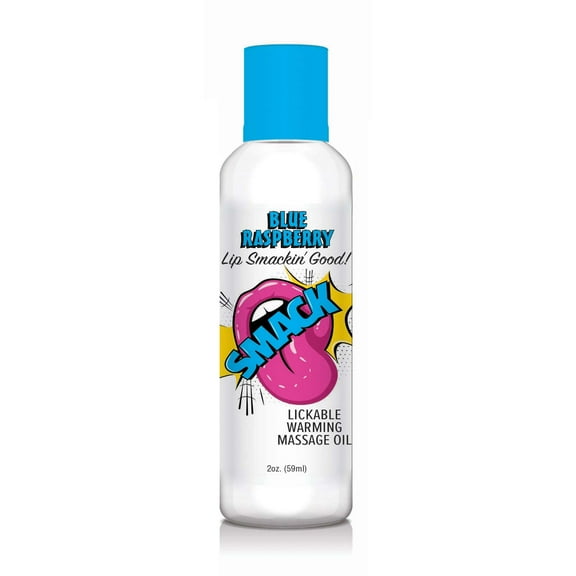 Smack Blue Raspberry Scented Warming & Lickable Massage Oil by Little Genie - 2oz