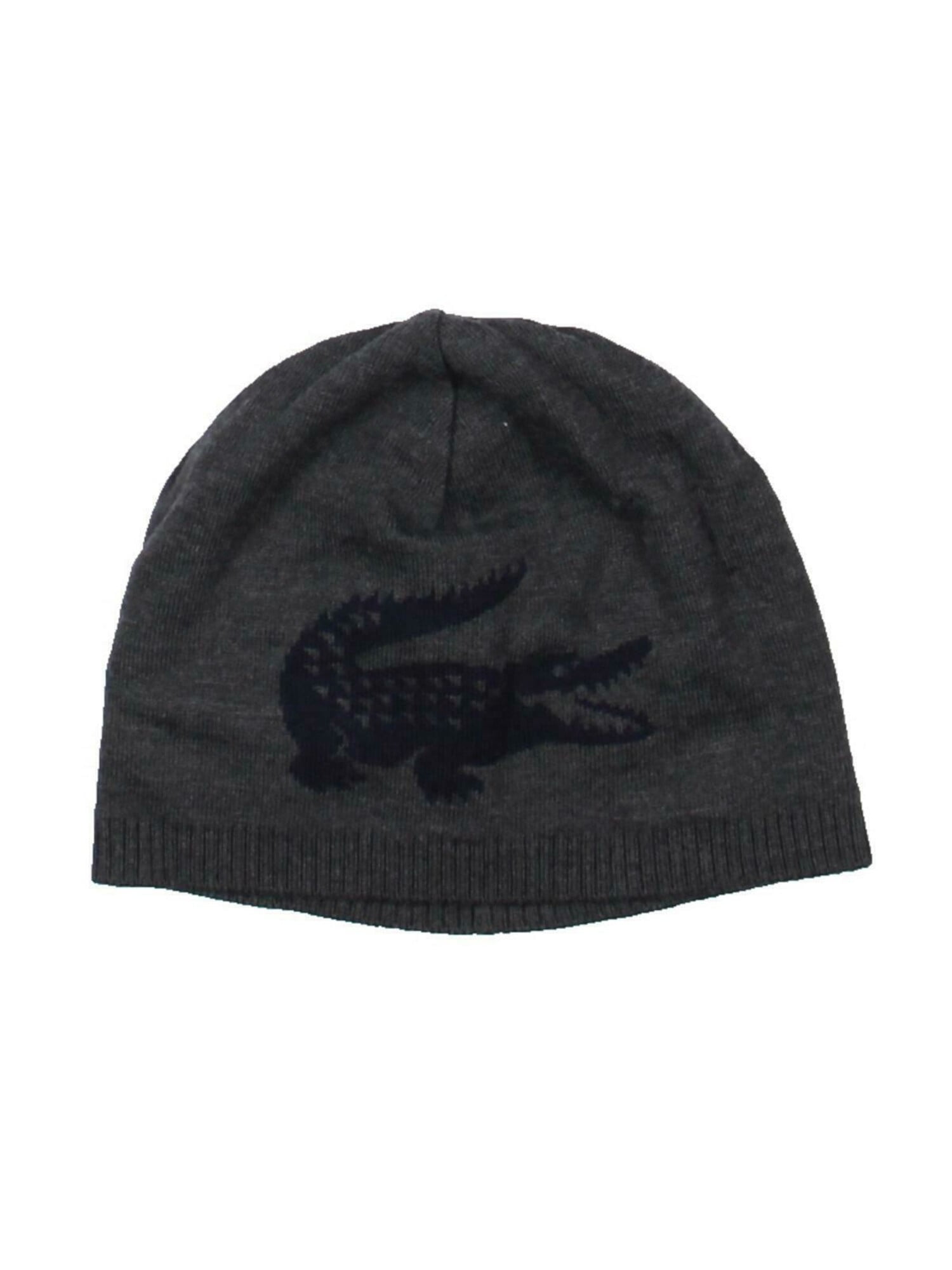 Mens Chine/Navy Blue Gray Logo Fitted Reversible Logo Accent Winter Beanie Hat Cap -