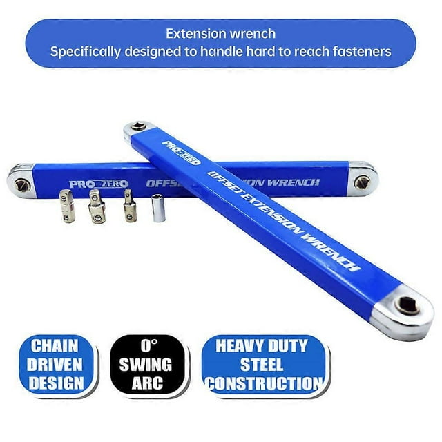 Spanner Extension Wrench Set Offset Ratchet Spanner Extender with Adapters 39cm