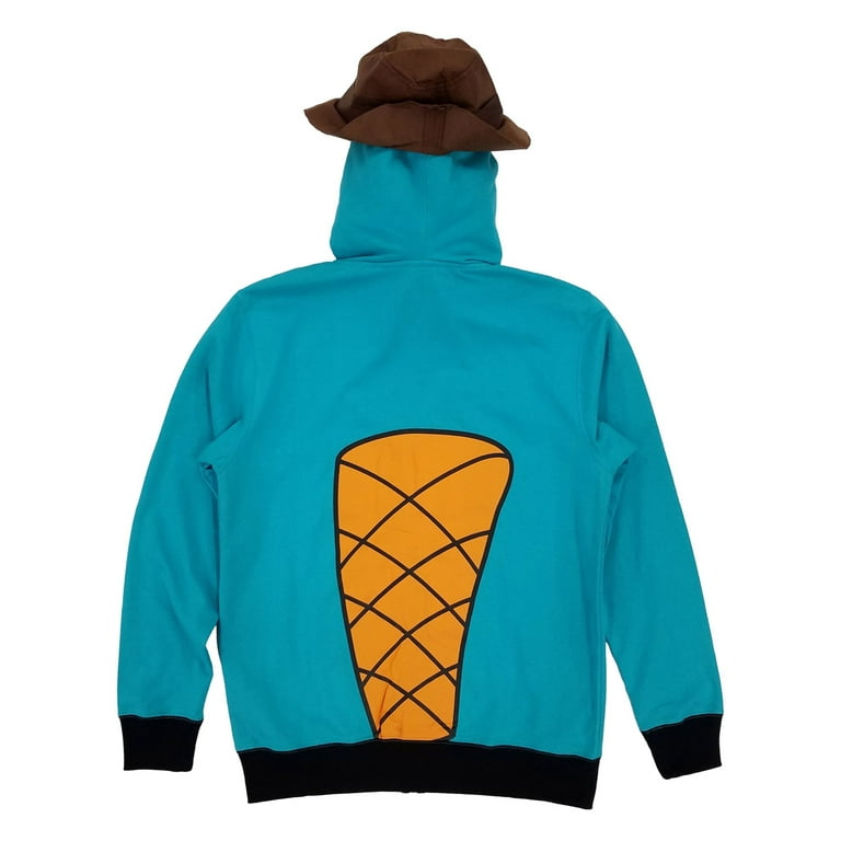 Phineas and Ferb Mens Perry the Platypus Costume Hoodie Sweatshirt