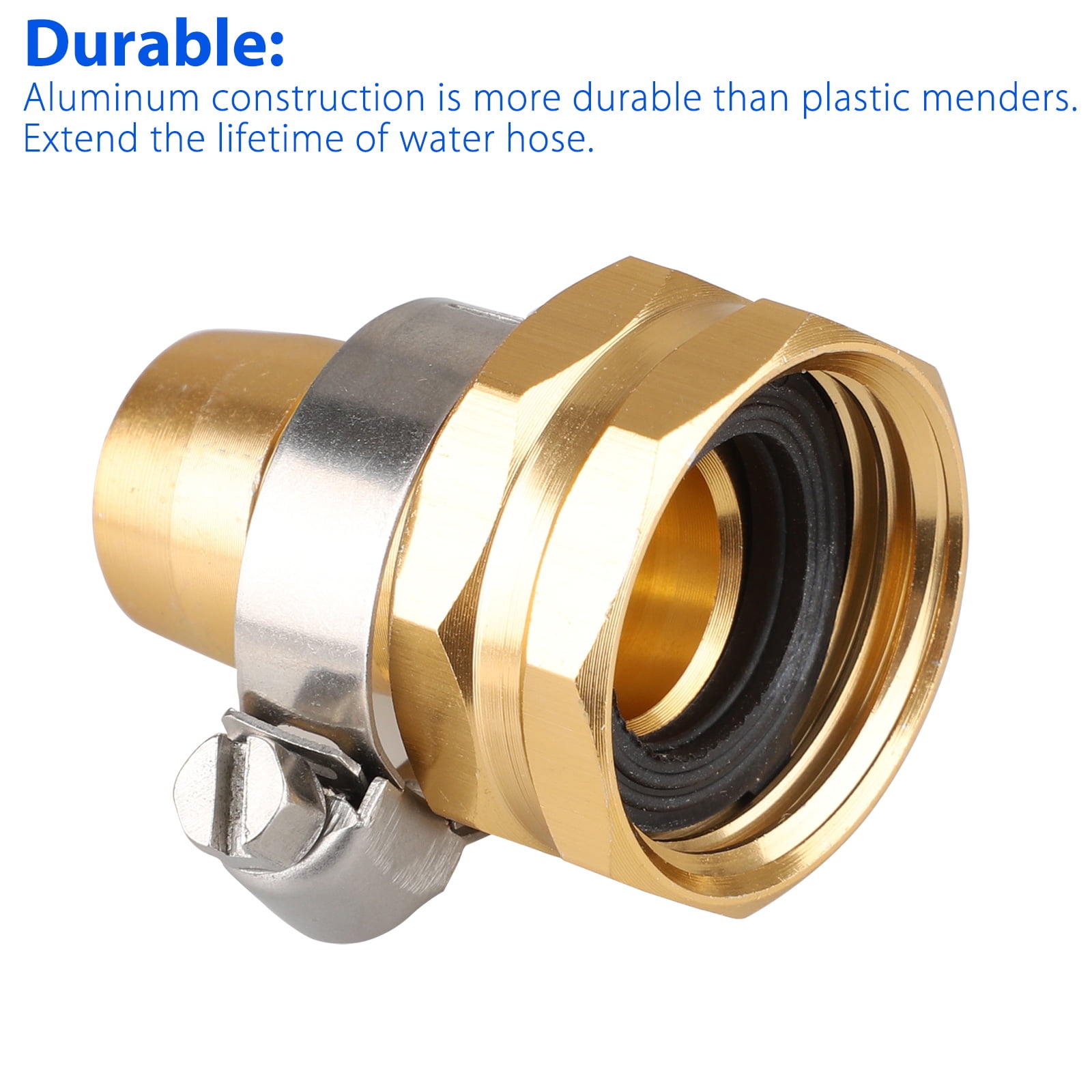 Gardeningwill 3Sets Brass 1//2 Garden Hose Mender End Repair Male Female Connector with Stainless Clamp