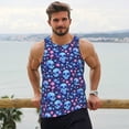 thumbnail image 6 of KLL Blue Skull Flower Print Men's Muscle Gym Workout Stringer Tank Tops Bodybuilding Fitness T-Shirts Tank Tops Men-Medium, 6 of 7