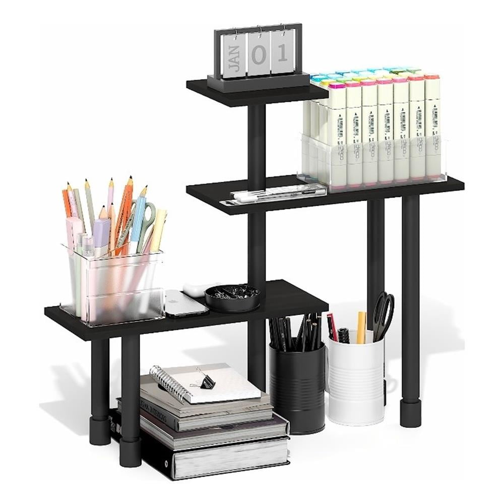 Furinno TURN-N-TUBE 3-Tier Adjustable Desktop Organizer. Espresso