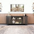 thumbnail image 6 of 72" Modern TV Stand for TVs up to 85" with Adjustable Cabinets, Open Storage Shelf & Metal Legs, Brown Wood Finish, 6 of 9