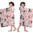 thumbnail image 4 of French Bulldog Dog Pattern with Pioneer Flower Hooded Bath Towel，60"x35" for Ages 3 To 12 Kids, Quick Dry Lightweight Soft Microfiber Hood Beach Towel Cover Up for Kids, 4 of 7