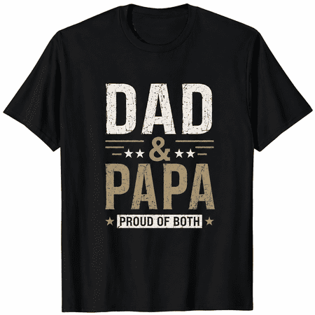 Men's Dad & Papa Graphic T-Shirt, Vintage Distressed Father Pride Print Crew Neck Short Sleeve Casual Tee