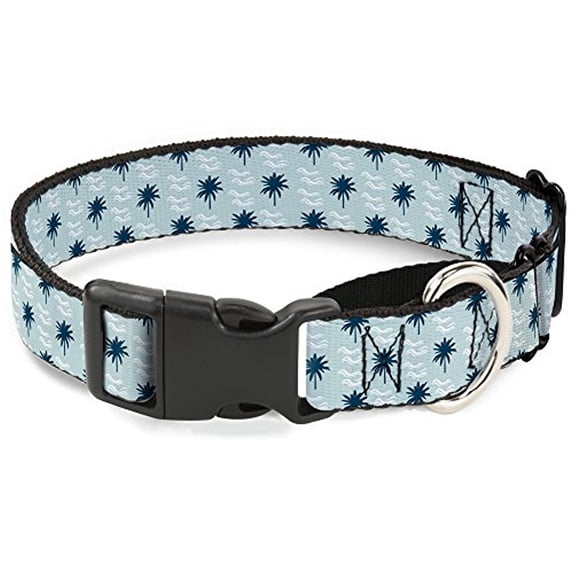 buckle-down martingale dog collar - palm trees rings greens blacks - 1" wide - fits 15-26" neck size - large