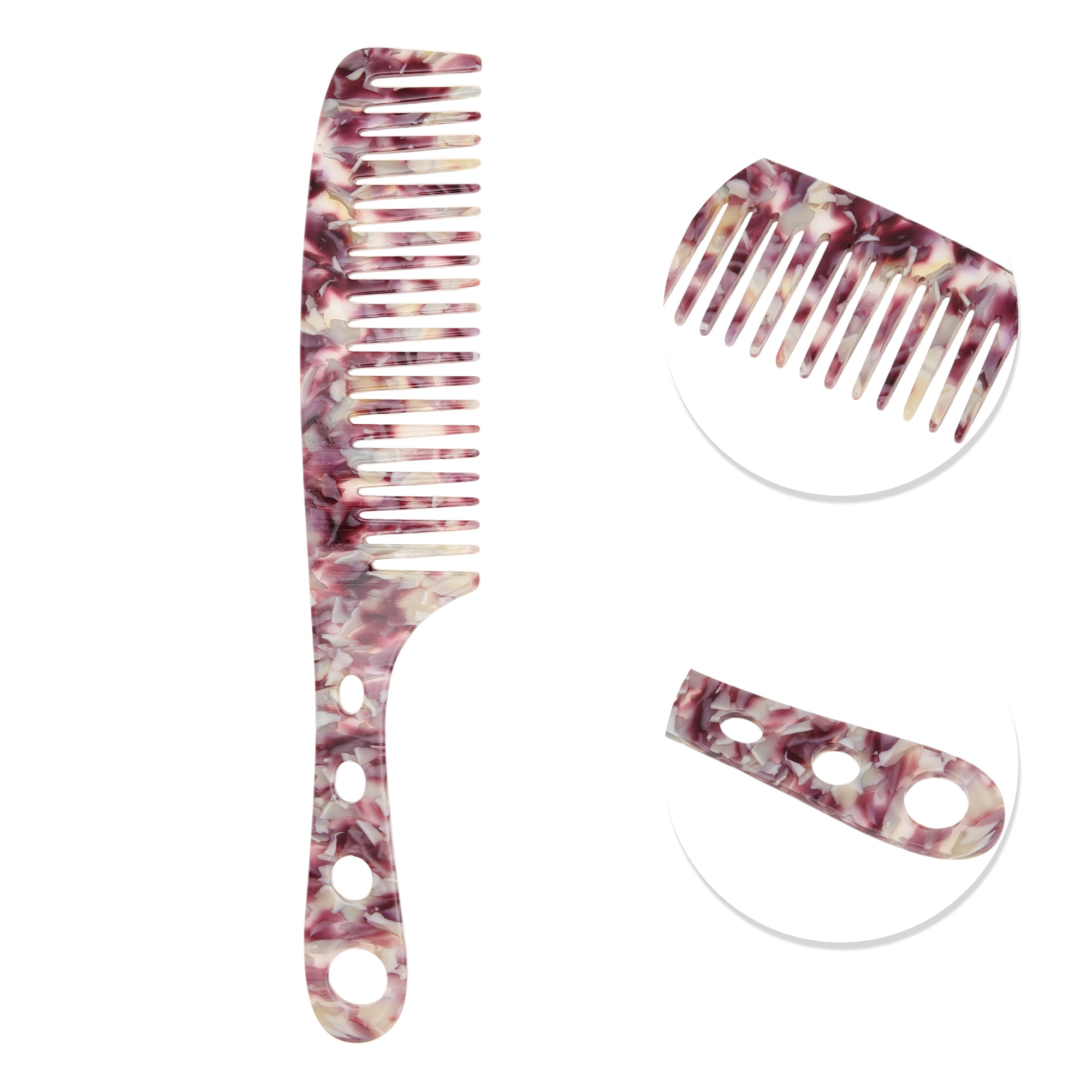 Unique Bargains 1 Pc Lightweight Long Handle Hair Comb for All Hair Types Purple, White