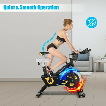 Costway - Magnetic Exercise Bike Stationary Belt Drive - Black