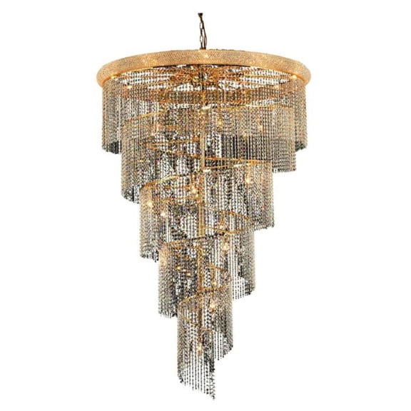 1801 Spiral Collection Chandelier D:48in H:72in Lt:29 Gold Finish (Royal Cut Crystals)