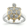 thumbnail image 1 of 925 Sterling Silver Center Cubic Zirconia and Flash Gold-Plated Turtle Ring, 1 of 2