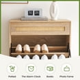 thumbnail image 5 of M optimized Rattan Shoe Storage Cabinet with Flip Door and Drawer, Freestanding Shoe Organizer Rack, 3-Tier Hidden Shoe Cabinet with Adjustable Shelves for Living Room Entryway Hallway, 5 of 9