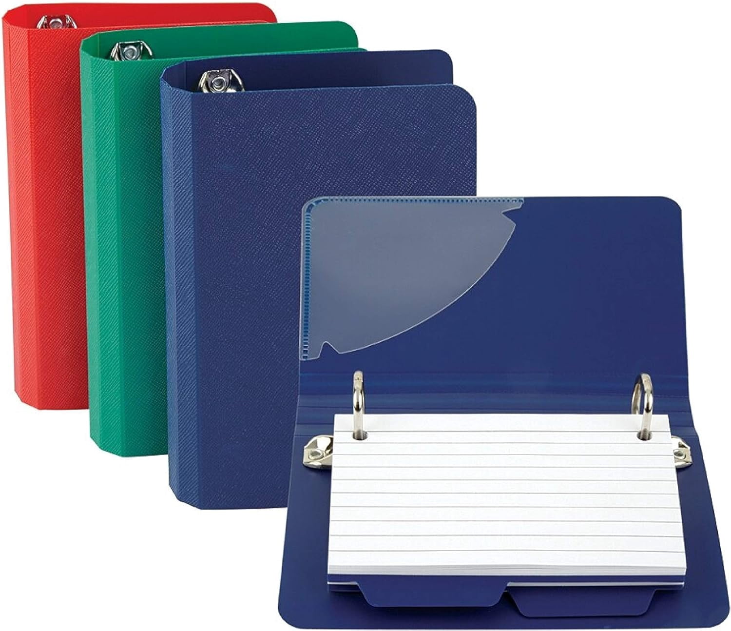 Green Index Card Binder  100 White 3"x5" Cardstock Index Cards, Lined Portrait Format