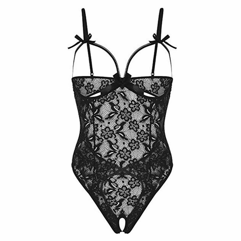 Women Lingerie Sexy Naughty Snap Crotch One Piece Lace Teddy
