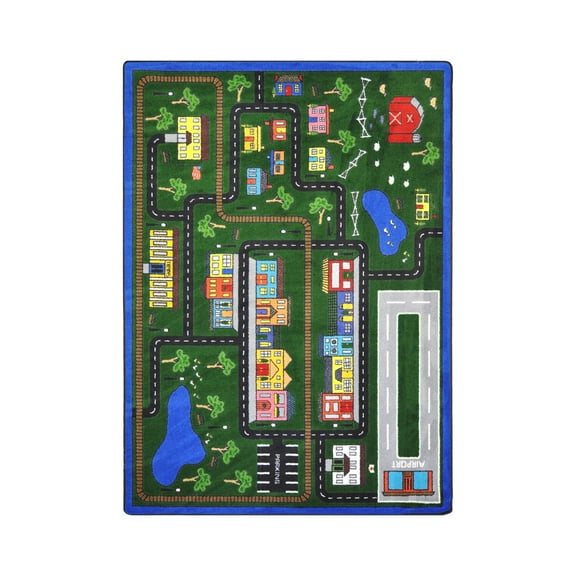 Joy Carpets Kid Essentials Active Play & Juvenile Tiny Town Rectangle Rug 5'4" x 7'8" Multicolor