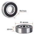 thumbnail image 2 of 6203-RS Deep Groove Ball Bearings WAFJMAF High Carbon Steel Double Sealed Ball Bearings, Precision Replacement for Automotive Machinery, 2Pack (17mm x 40mm x 12mm), 2 of 4