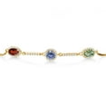 thumbnail image 2 of Gem Stone King 18K Yellow Gold Plated Silver Bracelet Garnet Persian Blue Moissanite (1.62 Cttw), 2 of 4