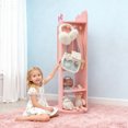 thumbnail image 2 of Pink, bow-themed, MDF (medium-density fiberboard) painted finish, 1-door, 1-shelf, rotatable base, children's jewelry mirror cabinet, 2 of 13