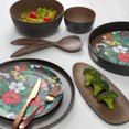thumbnail image 3 of Bamboo Walnut Floral Round Tray 38cm, 3 of 3