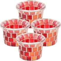 FENGGUIQU Red Small Glass Tea Light Holders for Table Decorative Shadows