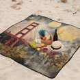 thumbnail image 5 of Painting Bridge and Moon Beach Blanket Outdoor Picnic Blanket 78"x 78" Waterproof Foldable for Beach Camping Travel Hiking Grass Lawn Park, 5 of 5