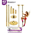 thumbnail image 1 of X Dance Professional Dance Pole Premium Gold Dance Pole Fitness Exercise Spinning & Static Portable Stripper Pole 45mm, Height Adjustable 7 FT to 9 FT, 1 of 7