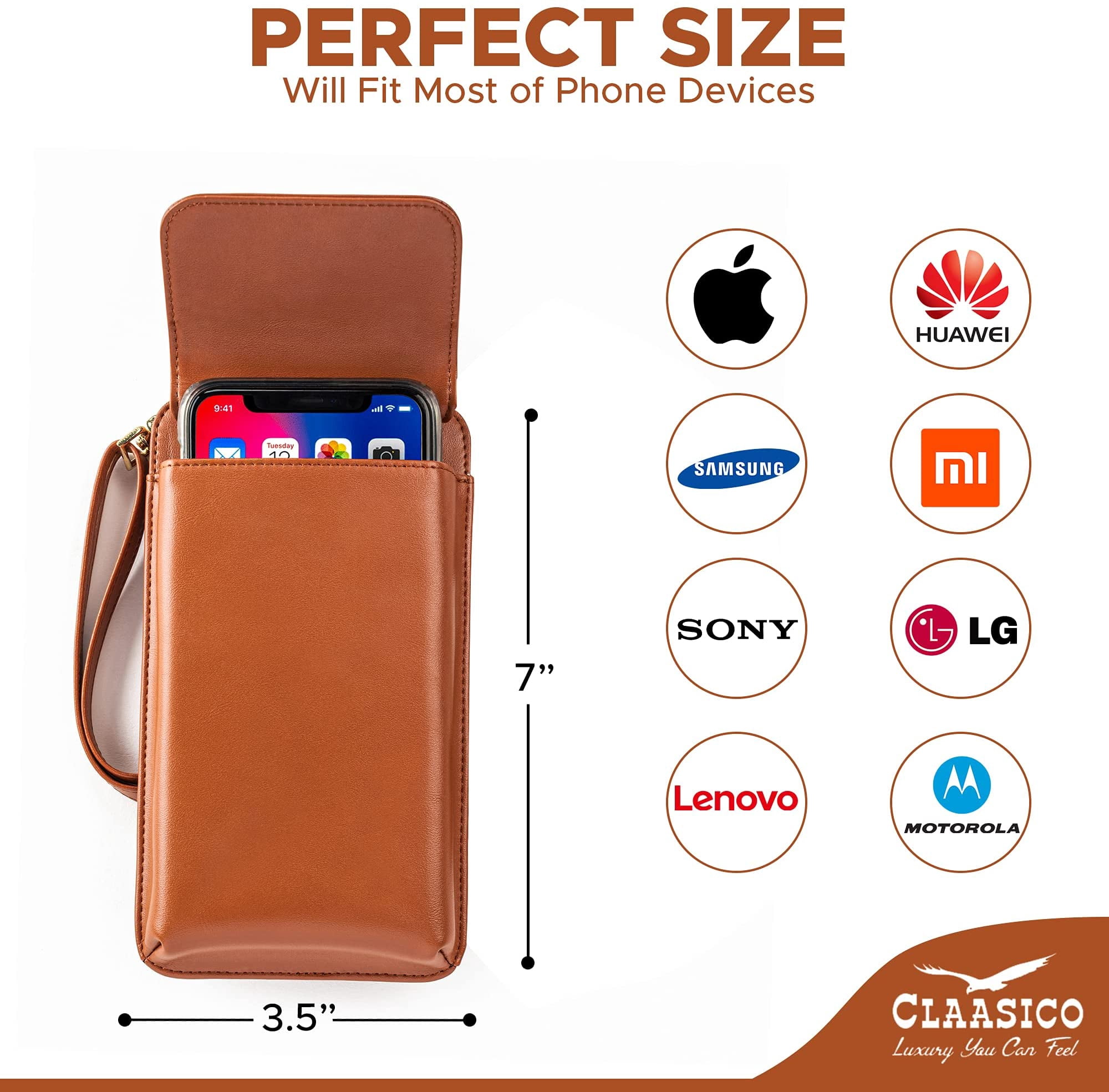 Claasico Womens Crossbody Wallet & Phone Case | iPhone/Samsung/LG Magnet Cell Pouch & Handbag