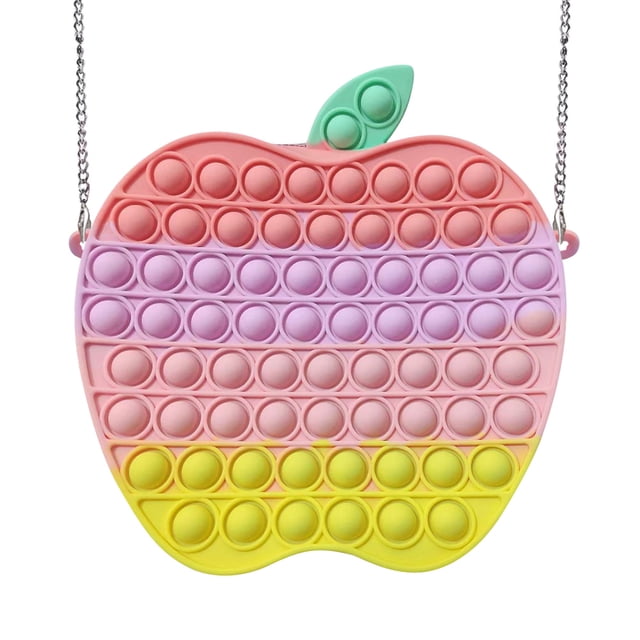 Bolso antiestrés con cadena de manzana con burbujas de empuje, bolso de almacenamiento para apretar (macarrón) Likrtyny juguetes de los niños