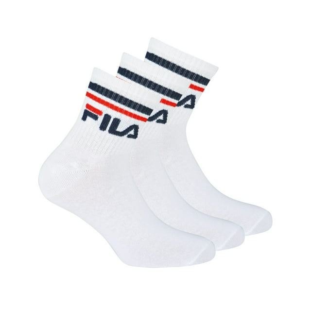 FILA Calcetines unisex, 3 Pares de Quarter - Calcetines cortos, Sport, Puño con Logo, uni Blanco 35-38