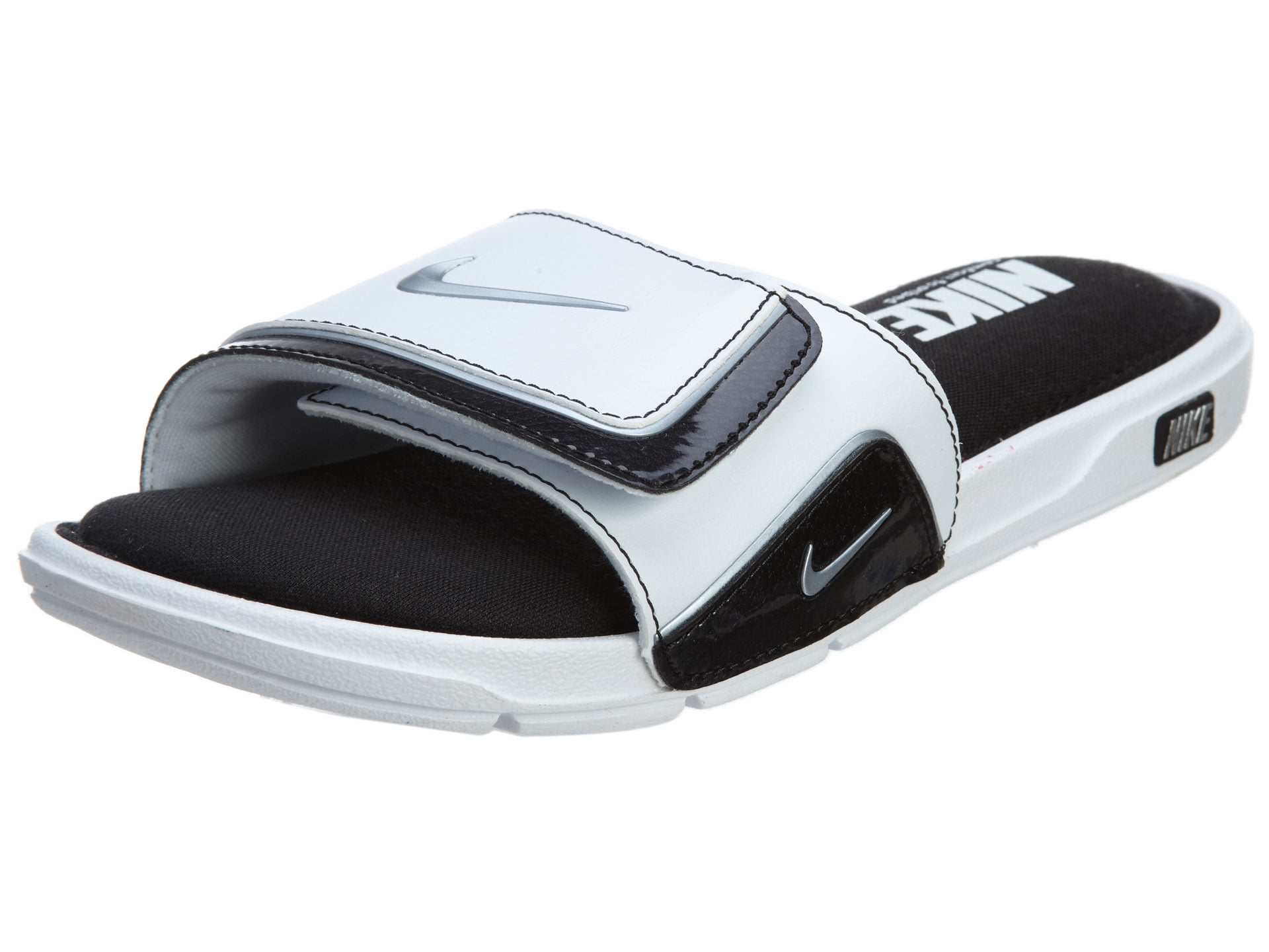 Escupir Maestro Integración Nike Comfort Slide 2 Mens Active Slide Sandals White/Metallic Silver/Black  415205-100 (9 B(M) US) - Walmart.com