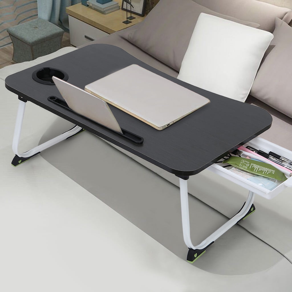 GesOes Laptop Bed Tray Table, Foldable Portable Lap Standing Desk for