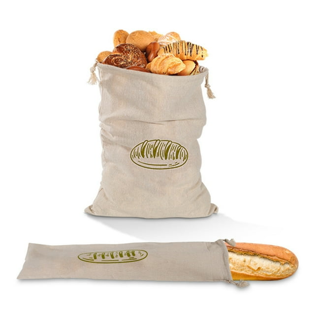 Yeacher Linen Bread Bags Natural Reusable Drawstring Bread Bags for Homemade Artisan Bread Loaf Baguette