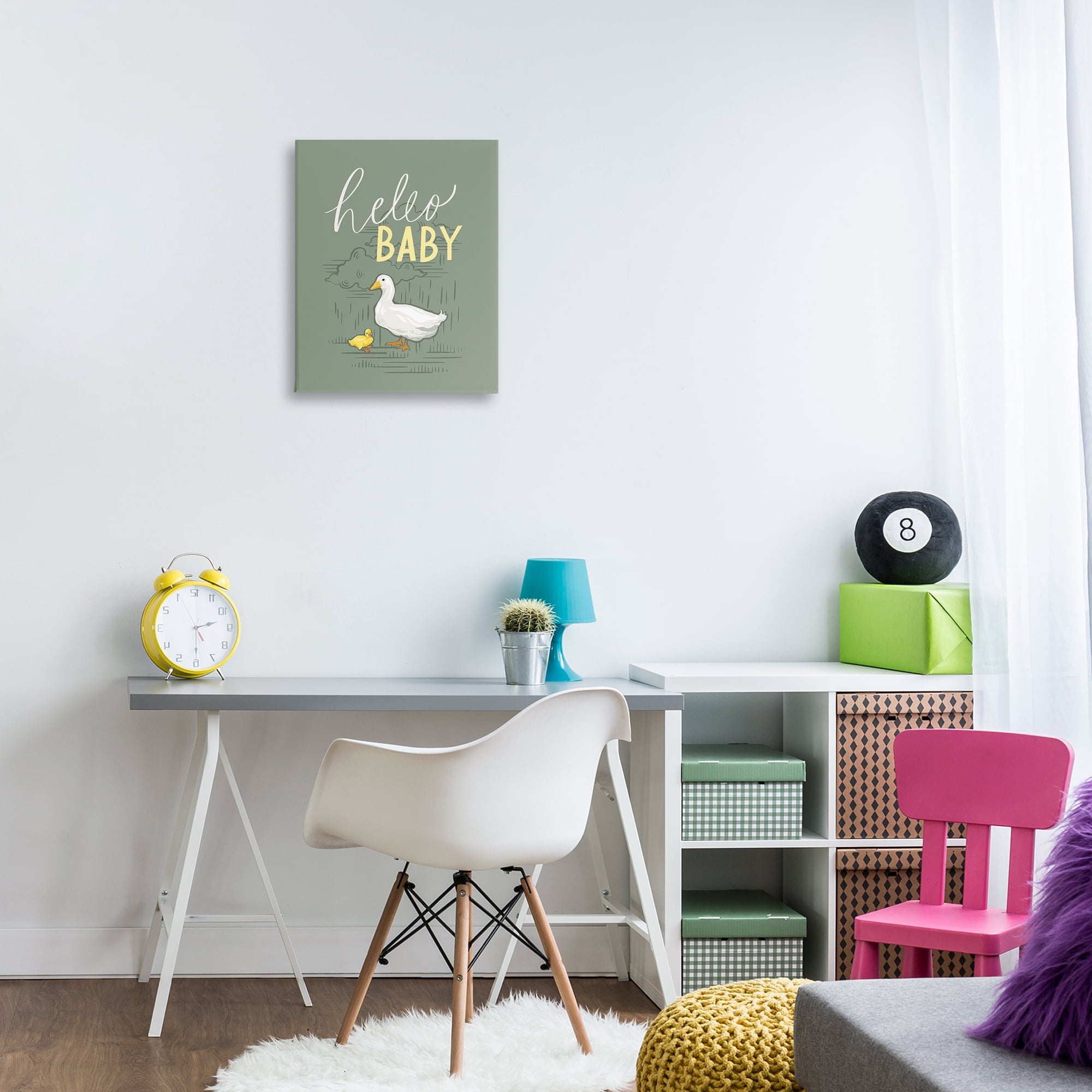 Stupell Industries Hello Baby Duck & Duckling Animals Painting Wrapped Canvas Art Print Wall Art, 16 x 20