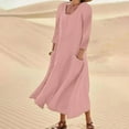 thumbnail image 1 of Robes de Printemps pour Femmes Robe d'Été 2023 Décontractée Mode Coton Uni et Manches Courtes Mi-Longue, 1 of 7