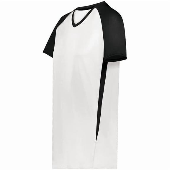 Augusta Sportswear 6916.226.L Girls Cutter Plus V-Neck Jersey, White & Black - Large