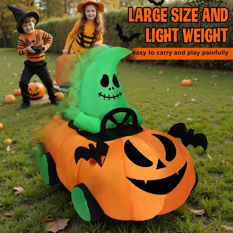 Firstness 2.6ft Remote Control Halloween Inflatable Pumpkin Ghost