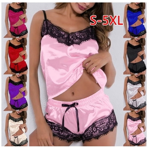 Pijamas sexuales Sedin Ropa de hogar para mujer Conjunto de pijamas de encaje cómodo de talla grande