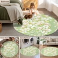 thumbnail image 5 of Round Area Rug 3 Ft, Spring Floral Washable Non-Slip Circle Carpet for Living Room/Bedroom, Watercolor Orchid Flowers Leaves Botanical Green Low-Profile Small Floor Mats Collection Rugs for Indoor, 5 of 8