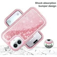 thumbnail image 5 of For iPhone 16 Pro Case Glitter Floating Liquid Shiny Quicksand Case for Women Girls Heavy Duty Shockproof Protective Case Hard PC Bumper Soft TPU Cover，Pink, 5 of 7