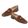 thumbnail image 1 of Zapatos de cuero para mujer, estilo retro francés, puntera cuadrada, zapatos de vestir de goma antideslizantes para mujer, para oficina, negocios, al aire libre, marrón oscuro, 38, talla EU, 1 of 12