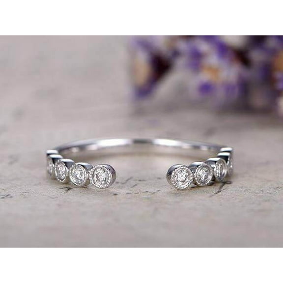 0.25 Carat Ring Wedding Band with Moissanite Diamonds Anniversary Ring with 18k Gold Plating